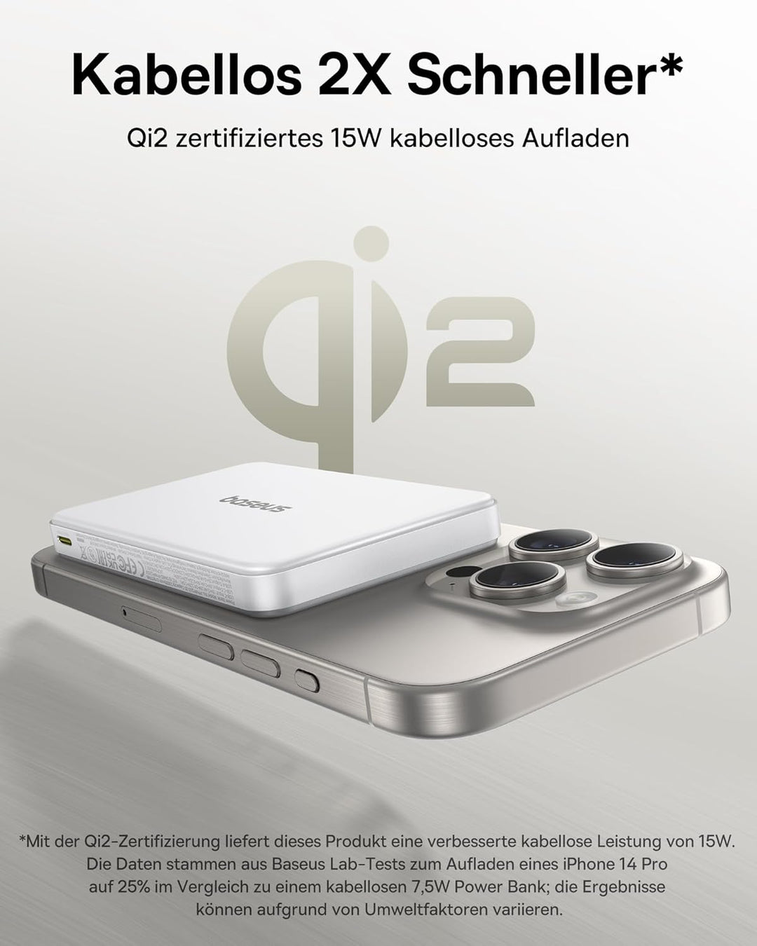 Baseus Qi2 Magsafe Powerbank 10000mAh, Magnetische Power Bank Kabellose, Externe Batterie PD 22.5W S