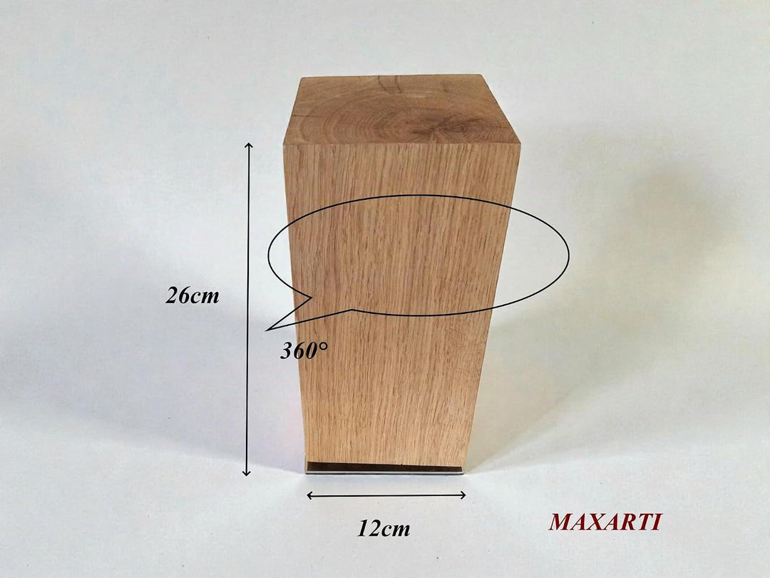 360°Drehbarer Messerblock onhe Messern, magnetisch Eicheh Holz, Messerständer, Messer Halter Küche,