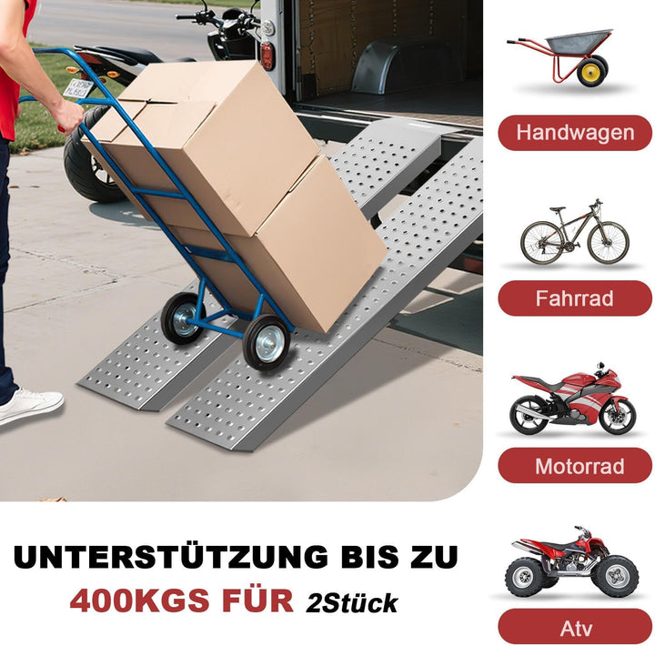 Herrselsam 135cm 2X Auffahrrampe Verladerampe aus verzinktem Stahl, rutschfest, max. 400kg, Rampen f