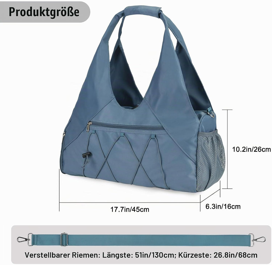 SIVENKE Sporttasche für Damen Yogatasche mit Schuhfach &amp; Nassfach Reisetasche Tragetasche für Yogama