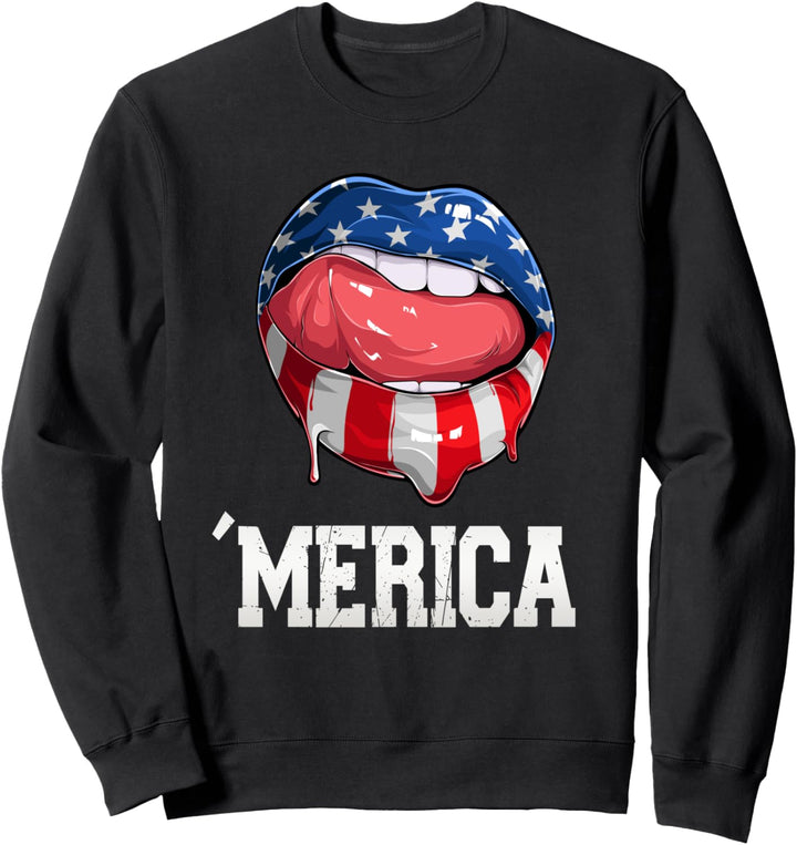 Cooles USA Design, Kussmund, Merica Sweatshirt