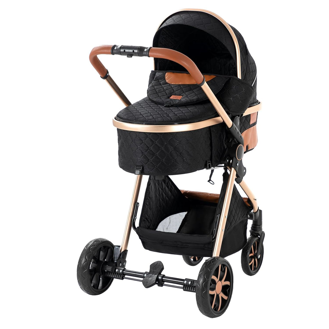NADDLILY Kinderwagen 3 in 1, Buggy mit Umkehrbarem Zwei-Wege-Schub, Kinderwagen mit Faltbarem Tragba
