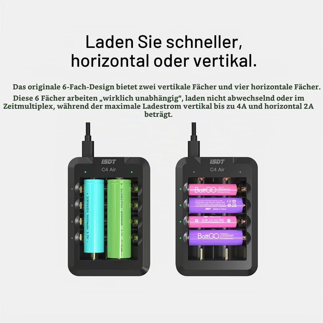 ISDT C4 Air Schnell Akkus Ladegerät,Universal-Haushalt Batterieladegerät mit Bluetooth-APP-Verbindun