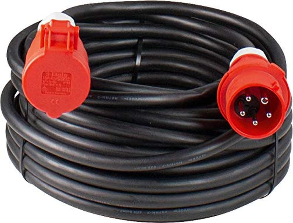 as - Schwabe 60549 CEE-Verlängerung 400V / 32A, 10m H07RN-F 5G4 mit Phasenwendestecker, schwarz, IP4