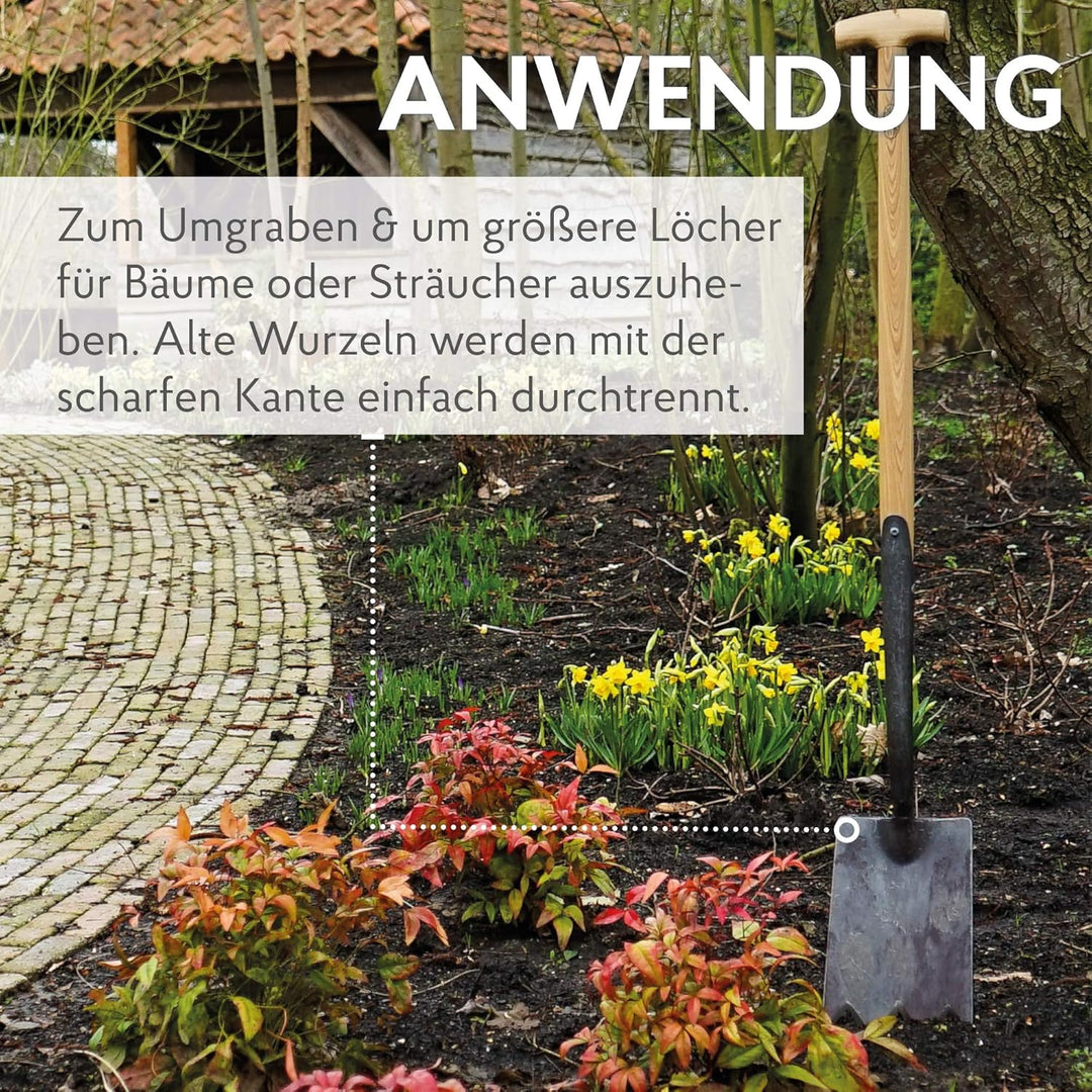 DeWit Garten-Spaten mit scharfen Zinken &amp; praktischem T-Griff 112 cm I Premium Garten-Zubehör für sc