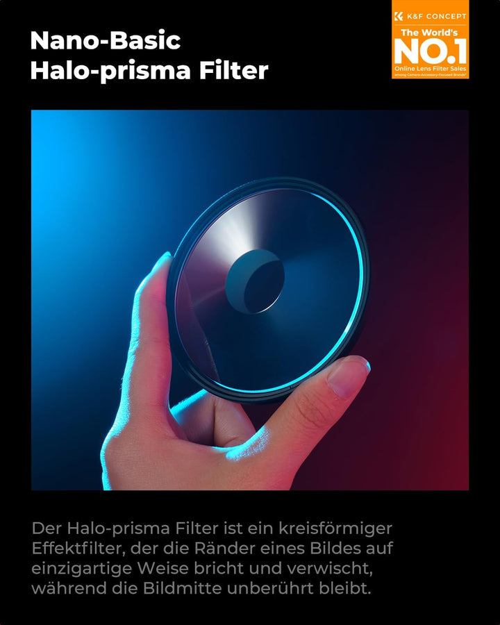 K&F CONCEPT Halo Effektfilter 77mm Wirbelverzerrungen und Tunnelblick Spezialeffektfilter (Nano-Basi
