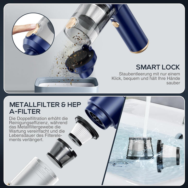 Dealswin 4-in-1 Handstaubsauger Kabellos, 15KPA Stark Auto Mini Staubsauger Tastatursauger, 100500 U