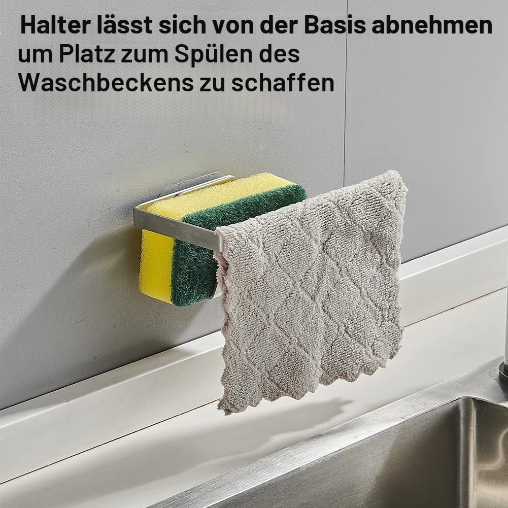 GAViA Schwammhalter Küche, Spülschwammhalter Selbstklebend Küche Organizer Spültuch-Halter 304-Edels