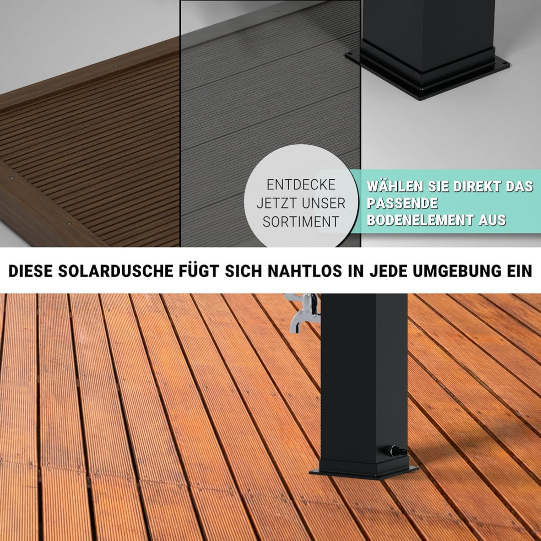 HAGO Solardusche | 40L | eckig | Schwarz | Pooldusche | Campingdusche | Gartendusche | Outdoor Fussd