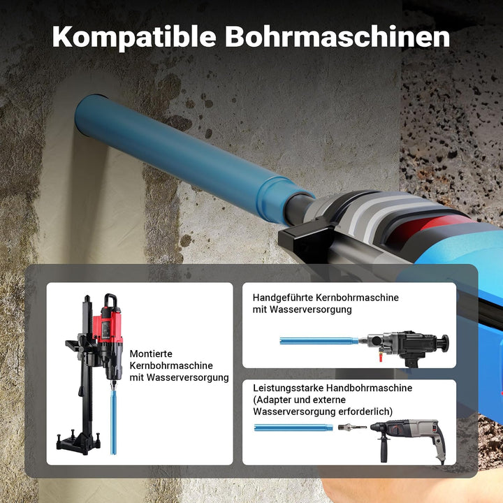 Wiltec Diamantbohrkrone Typ 1 (Shark) Ø 52 mm, Bohrkrone 450 mm, 1¼ UNC Nassbohrkrone, Diamantbohrer