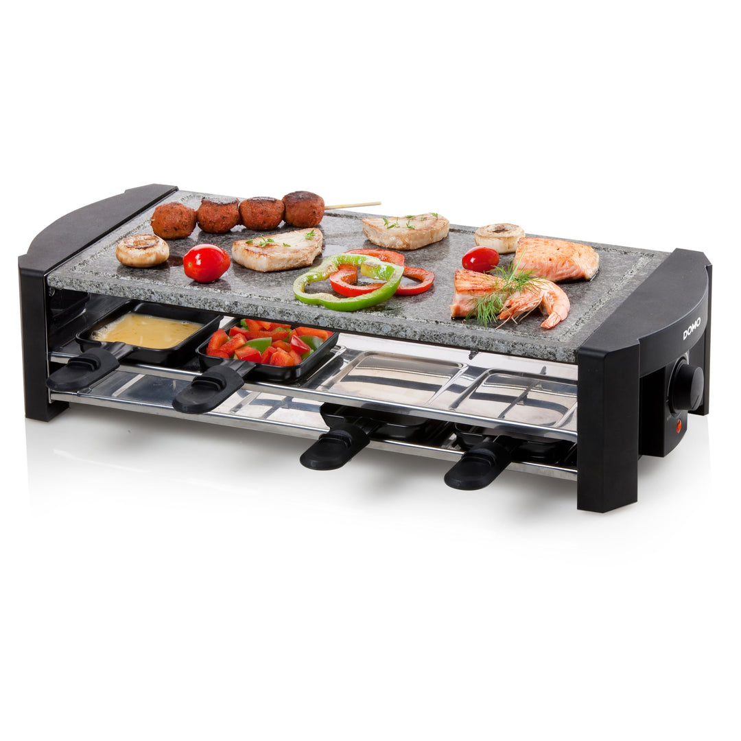 Domo DO9186G Raclette Steingrill, Petrus, Schwarz/Silber