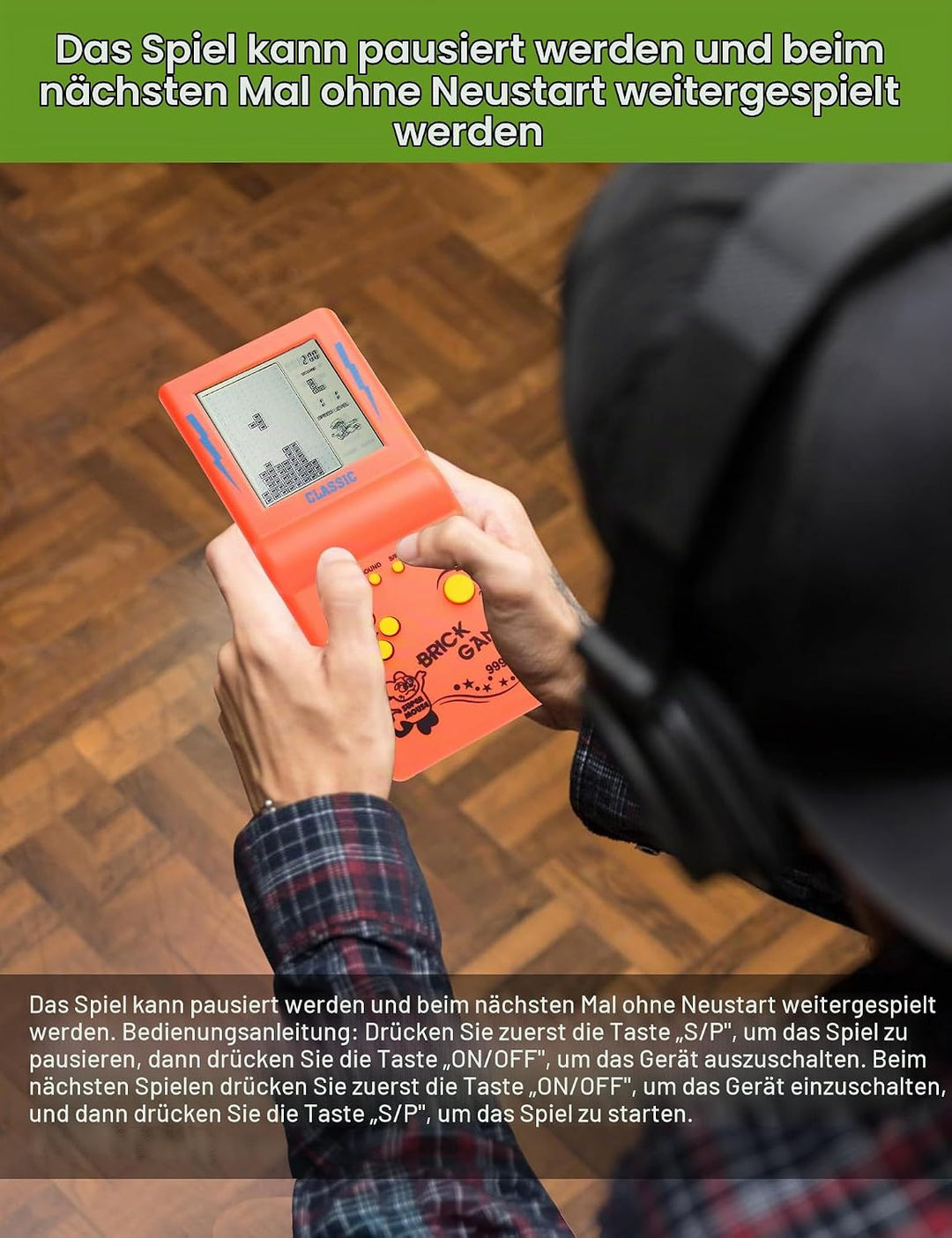 HLF 3,5-Zoll-Grossbild-Ziegel Spielkonsole Baustein Spiel Renn- / Panzerspiel eingebaute 23 Klassisc