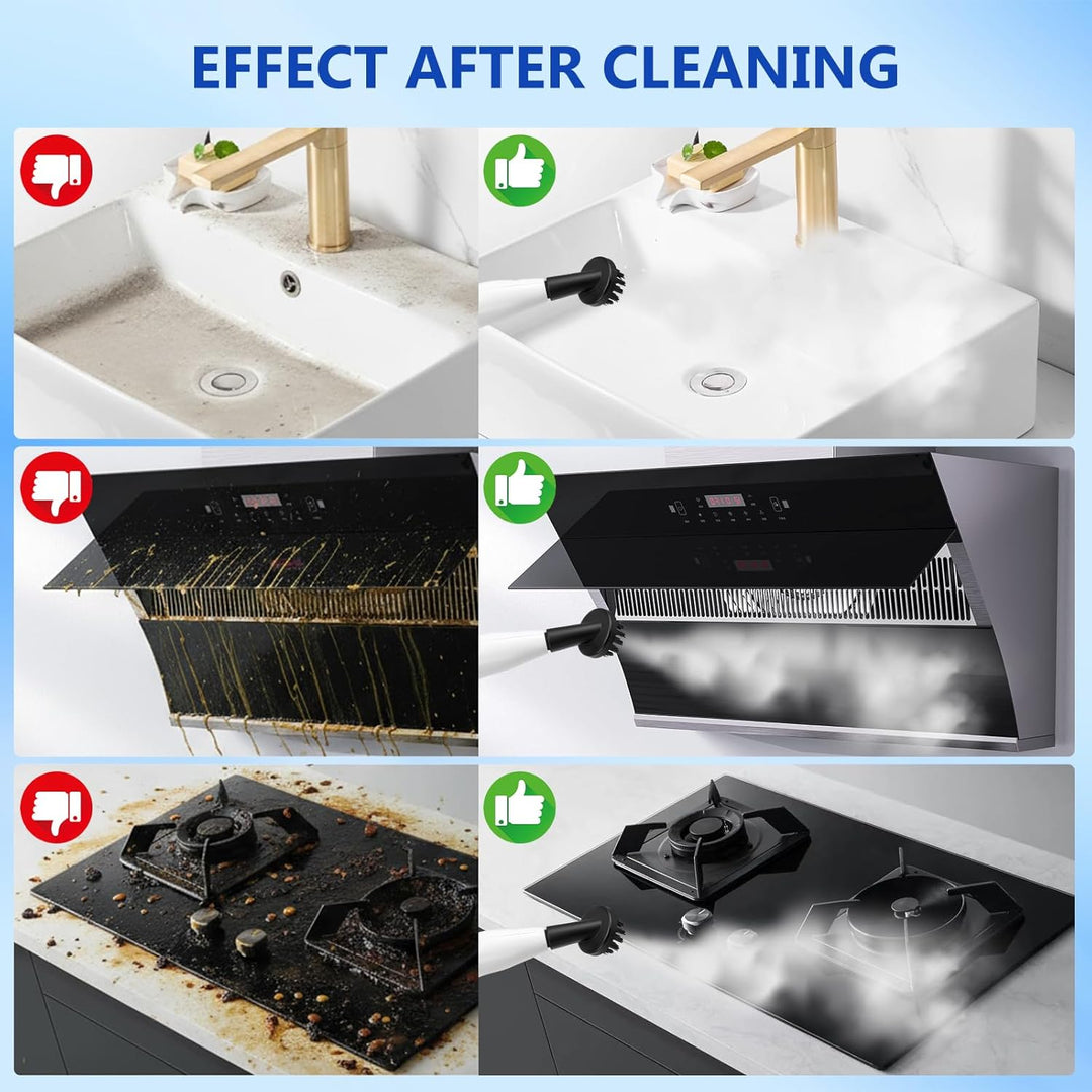 Dampfreiniger für Alles 1200 ml, 2500W Handdampfreiniger mit 8 Zubehör, 4.5 Bar Tragbarer Dampfreini