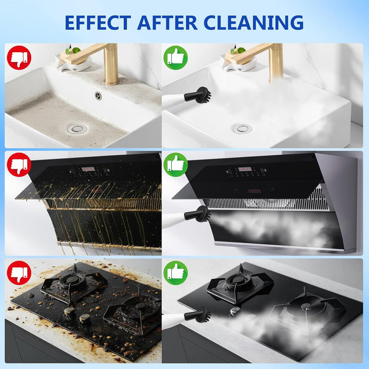 Dampfreiniger für Alles 1200 ml, 2500W Handdampfreiniger mit 8 Zubehör, 4.5 Bar Tragbarer Dampfreini