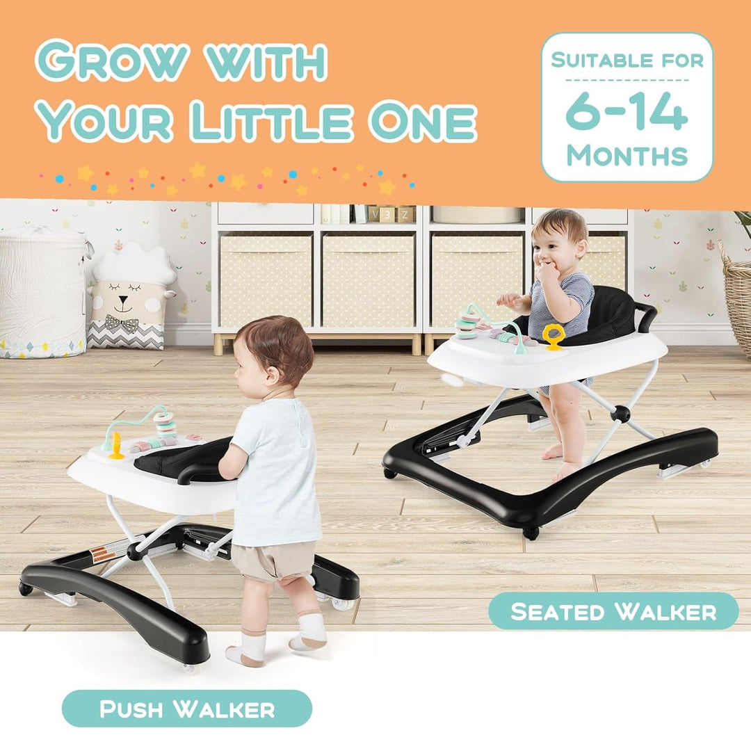 LIFEZEAL Faltbarer Lauflernhilfe Baby, Lauflernwagen mit Rädern &amp; Traktionsgriff, Sitz mit 3 verstel