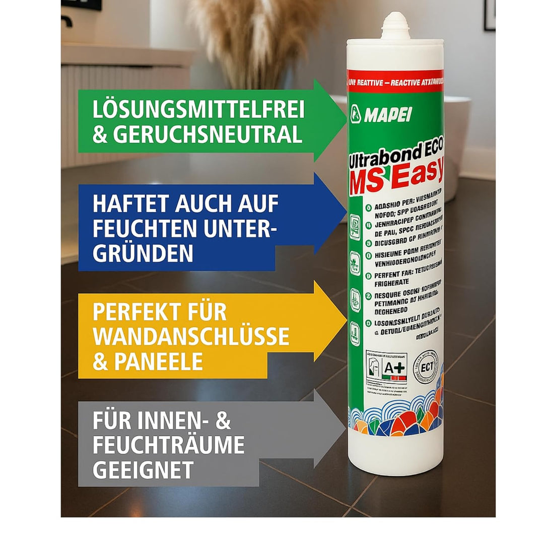 Ultrabond ECO MS Easy mit Reinigungschwamm, Montagekleber auf MS-Polymerbasis | Lösemittelfrei, Elas