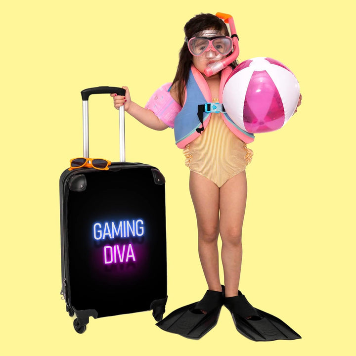 NoBoringSuitcases.com® Koffer Handgepäck Trolley Rollkoffer Kleine Reisekoffer mit 4 Rollen - Gaming