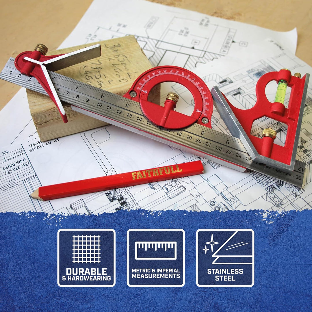Faithfull - Kombination Square Set 300mm (12 Zoll) - FAICS300SET, Multi 1 Multi, 1 Multi
