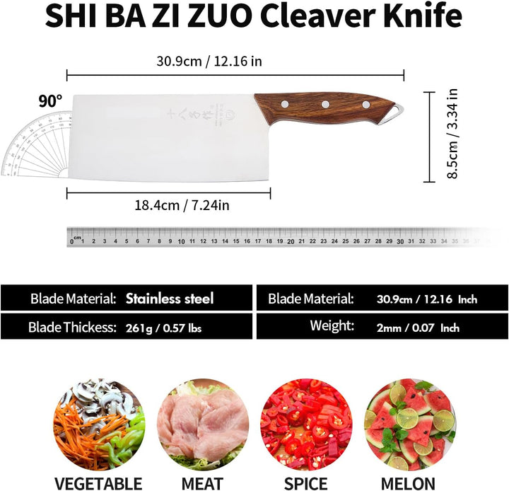SHI BA ZI ZUO Küchenmesser,Professionelles Kochmesser Edelstahl Fleischbeil Messer Ultra-scharfe Kli