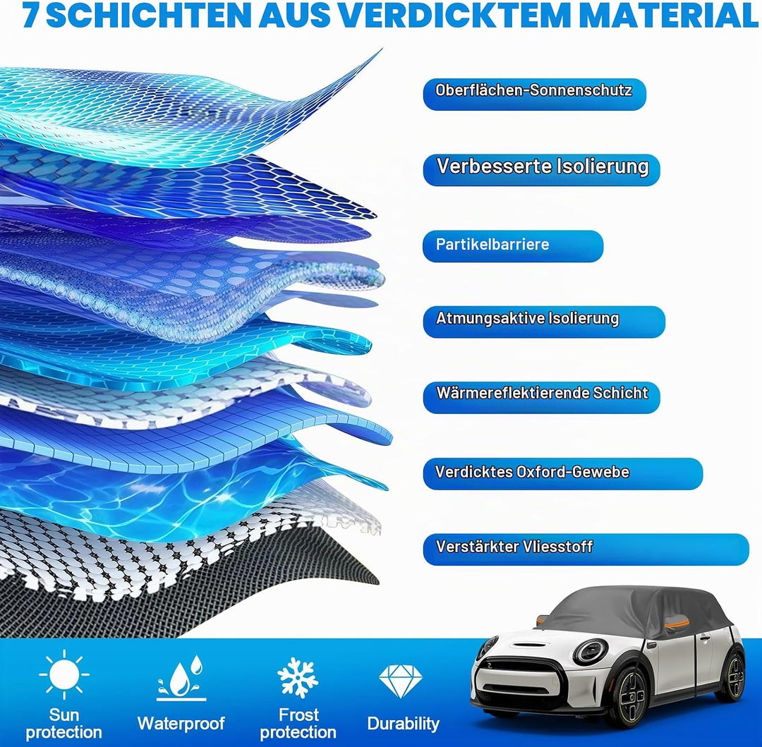 Autoabdeckung Wasserdicht Ersatz für Mini Cooper 3 Door 2000-2025, Sonnenfest Hälfte Autoabdeckung,