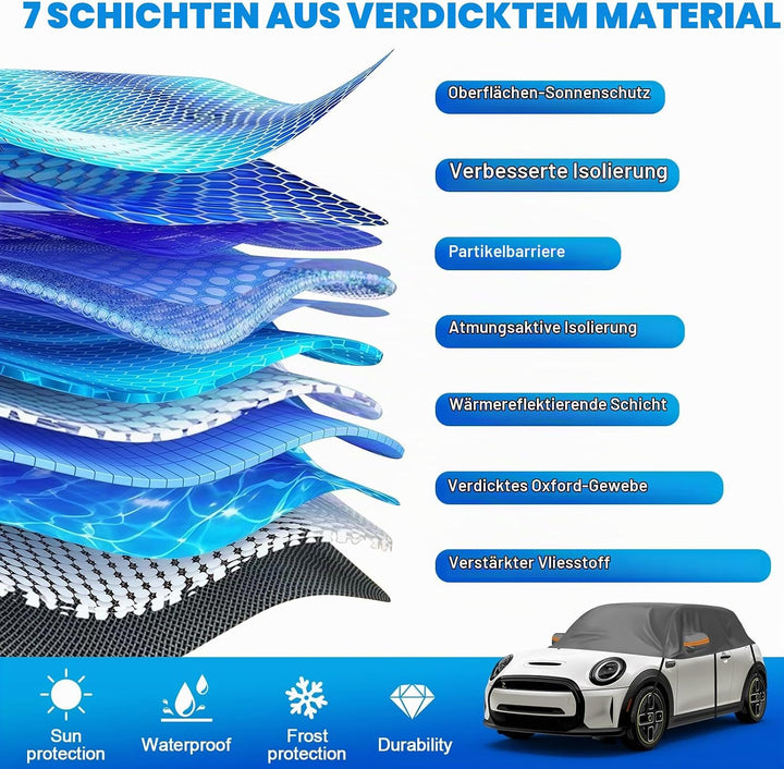 Autoabdeckung Wasserdicht Ersatz für Mini Cooper 3 Door 2000-2025, Sonnenfest Hälfte Autoabdeckung,
