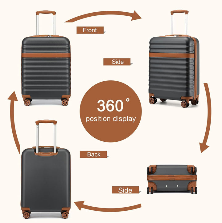 KONO Koffer Trolley Gross Koffer Reisekoffer von ABS+PC Hartschalenkoffer mit 4 Rollen TSA Schloss (
