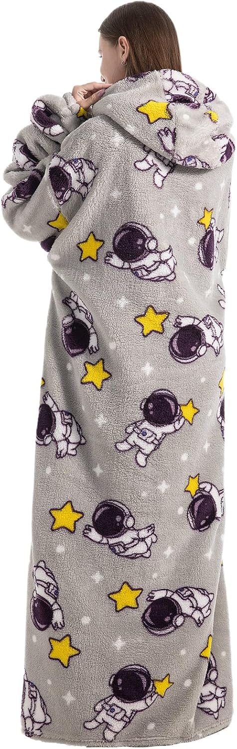 Ultra Weiche Hoodie Decke mit Ärmeln Warme Flanell Decke zum Anziehen für Zuhause Sofa und Bett, Kus
