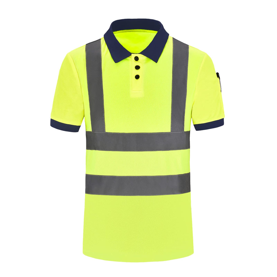 Warnschutz Polo T-Shirt Warnschutzshirt Warnshirt Warnschutz Arbeitskleidung 7 Farben S Kurzarm-gelb