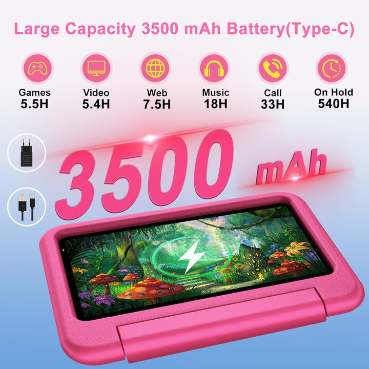 ZIOVO 2026 Neueste Kinder Tablet 7 Zoll mit 10GB RAM+64GB ROM/TF 2TB, 2.4G+5G WLAN 6, Octa-Core, Fac