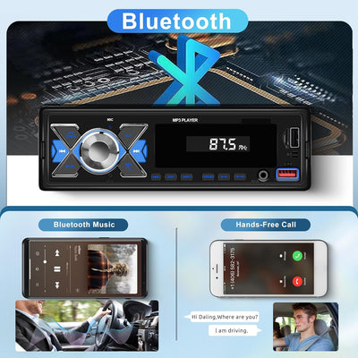 Autoradio 1 Din Bluetooth Autoradio mit Bluetooth Freisprecheinrichtung FM Radio/USB/TF/Aux in/RCA/4