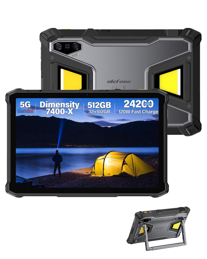 Ulefone Armor Pad 5 Pro 5G Outdoor Tablet 5G Mit 24200mAh Akku, Android 15, Dimensity 7400X, 32GB+51