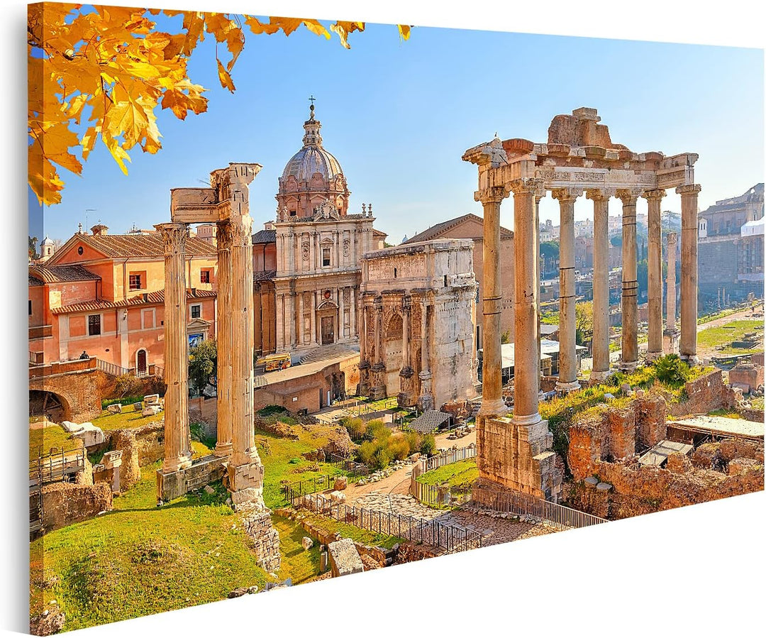 islandburner Bild auf Leinwand Römische Ruinen In Rom Im Frühjahr Italien Bilder Wandbilder Poster,