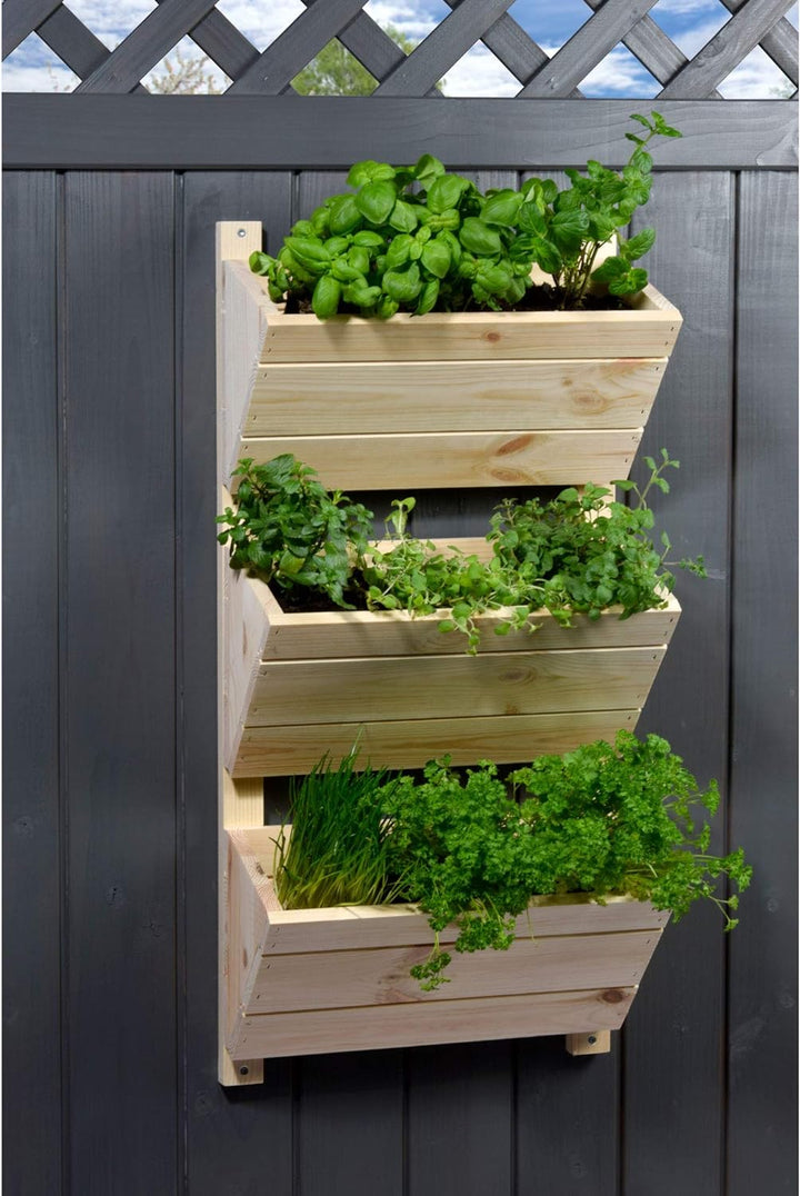 dobar® Green Label 58383FSCe Wandbeet mit 3 Pflanzkästen | Blumentreppe aus Holz | Blumenleiter für