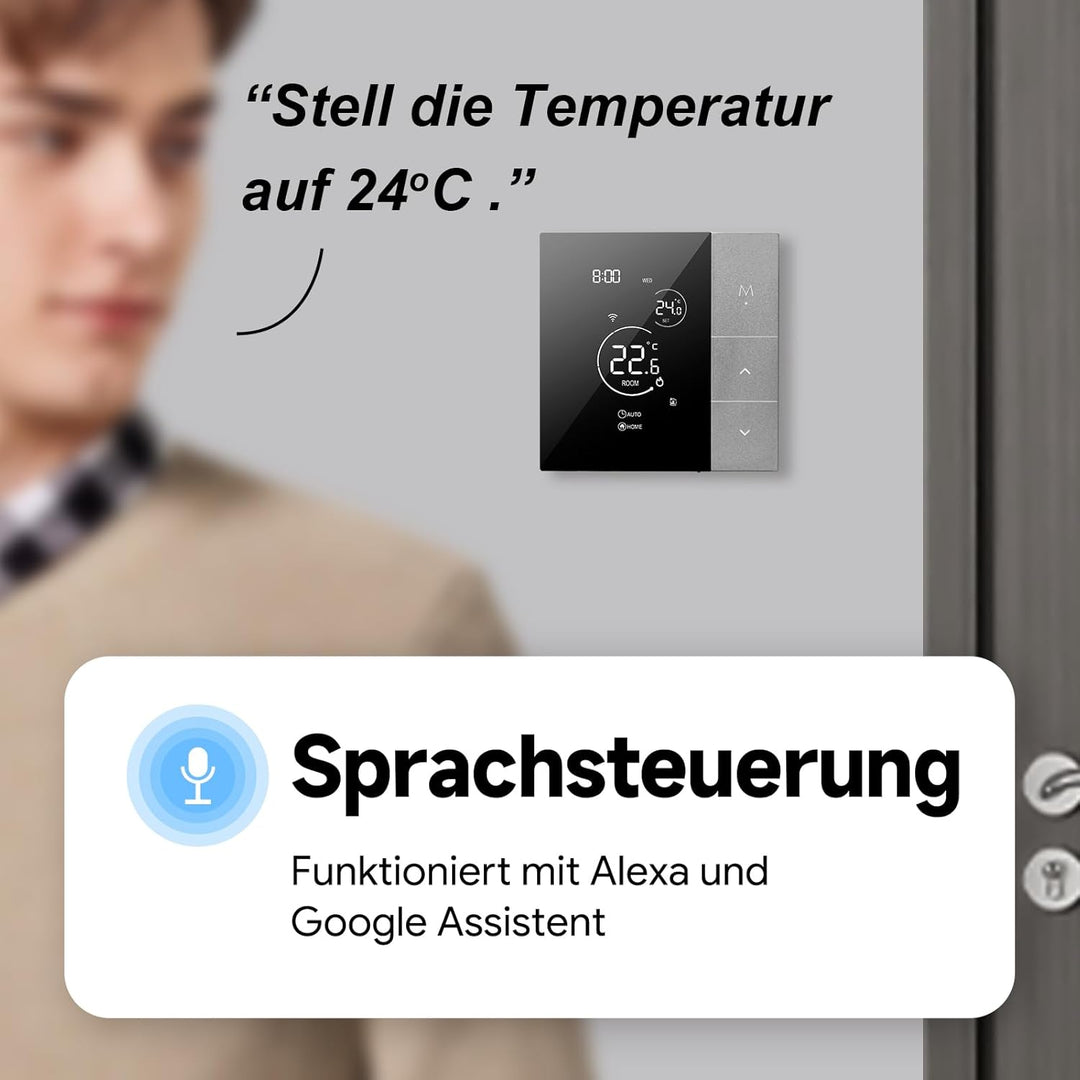 Beok Thermostat Fussbodenheizung Smart, Wifi Raumthermostat Digital für Wasser Fussbodenheizung WLAN