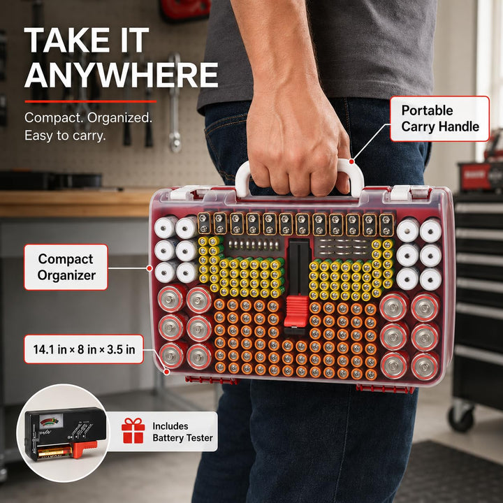 Batterie Aufbewahrungs Organizer mit doppelseitiger Batteriebehälter für 269 Stück AA AAA AAAA 3A 4A