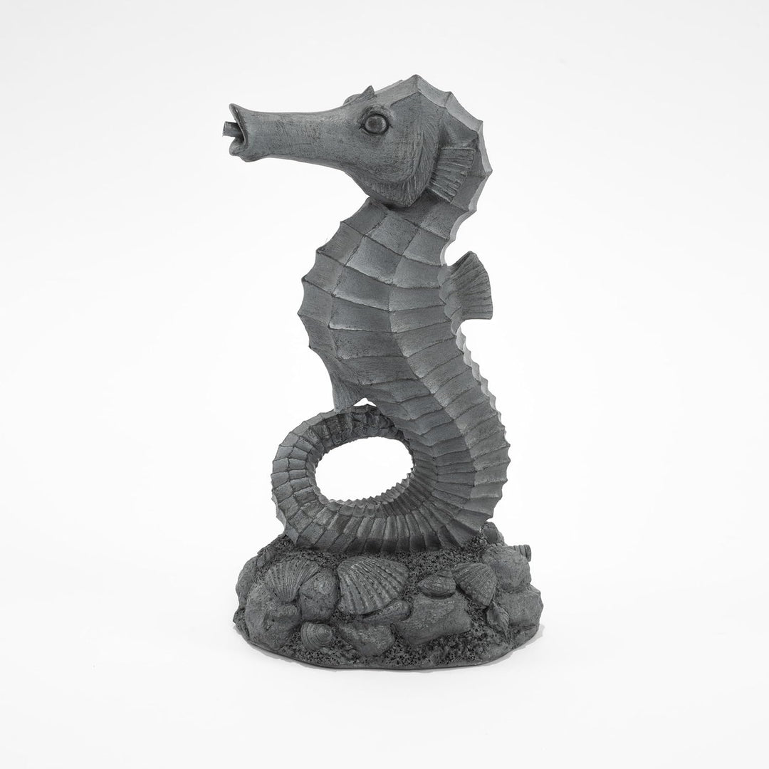 Esotec Wasserspeier-Figur Seepferdchen Ida, Einzelfigur mit Schlauch, Altkupfer-Design, Brunnenfigur