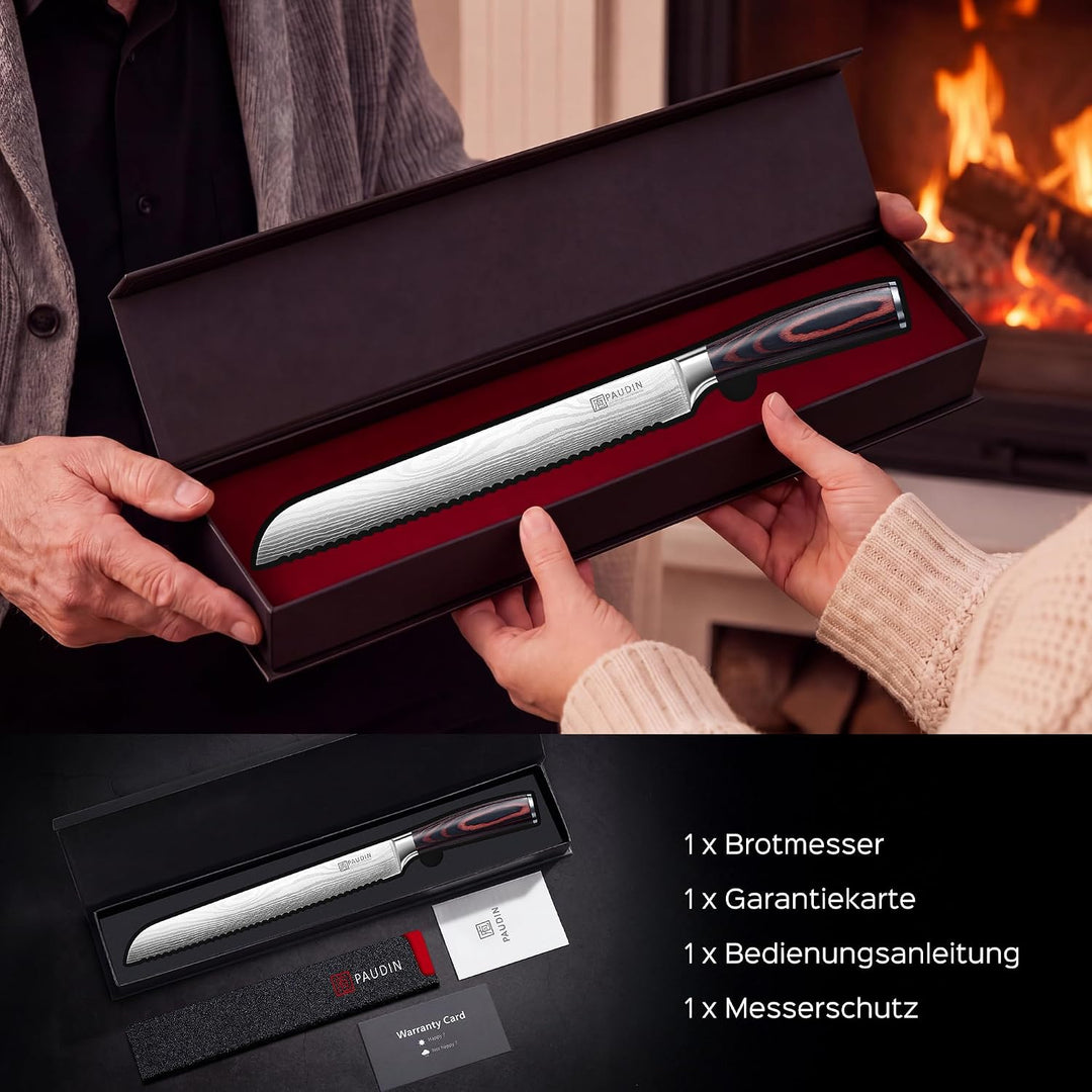 PAUDIN Brotmesser mit Wellenschliff 26 cm aus hochwertigem rostfreiem Edelstahl, extra scharfe Messe