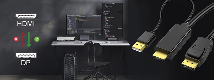 Reagle HDMI zu DisplayPort Kabel 4K 60Hz - Einweg-Übertragung, Plug &amp; Play, USB-A Stromversorgung, U