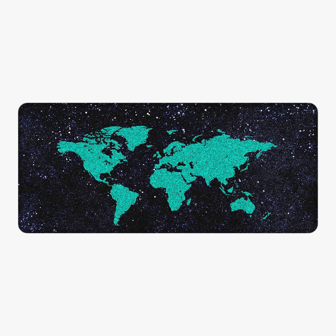 Silent Monsters Mauspad XXL 900 x 400 mm grosses Mousepad Weltkarte grün - Vernähter Rand - rutschfe