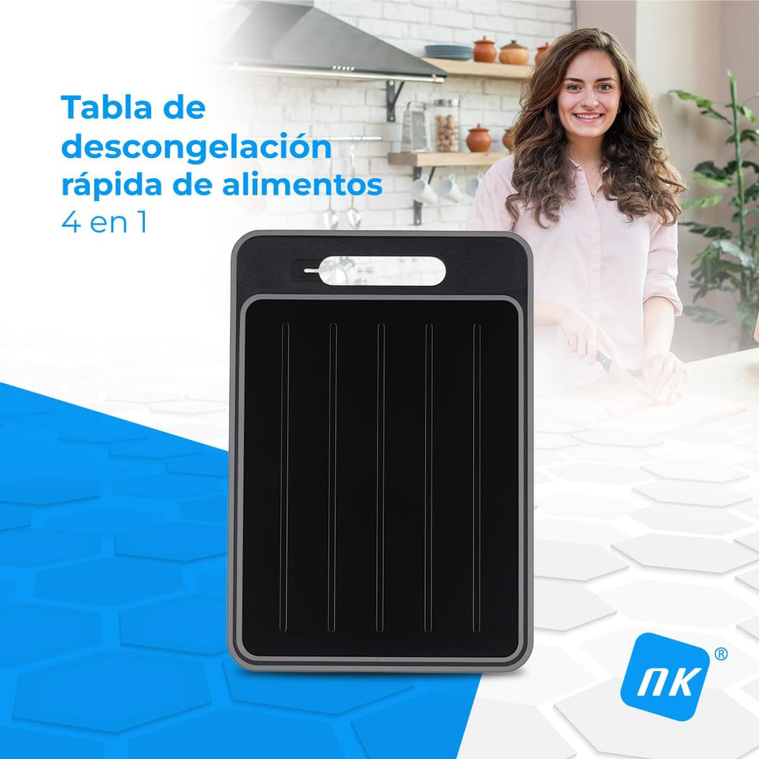 NK Auftaubrett für Lebensmittel + Schneidebrett (4-in-1), Auftauen, Schneiden, Reiben von Gewürzen u