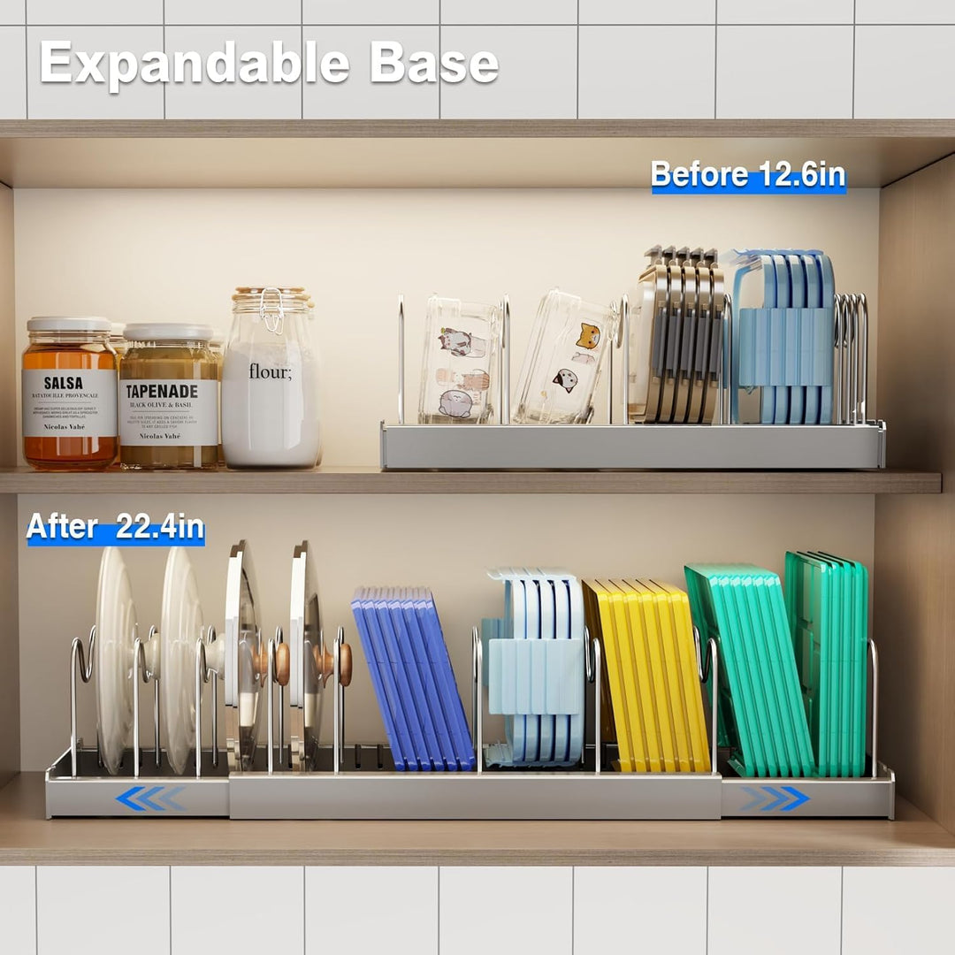 Mustorn Expandable Töpfe und Pfannen Organizer unter Schrank 1 Pack(Grau) (32-57T)*20B*15H Grau-1 Pc