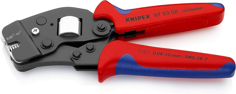 Knipex Selbsteinstellende Crimpzange für Aderendhülsen mit Fronteinführung brüniert, mit Mehrkompone