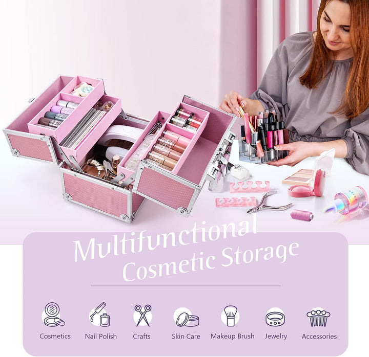 Kosmetikkoffer Schminkkoffer Make up Koffer Alu Beauty Case Abschliessbarer Nagelkoffer Make up Case