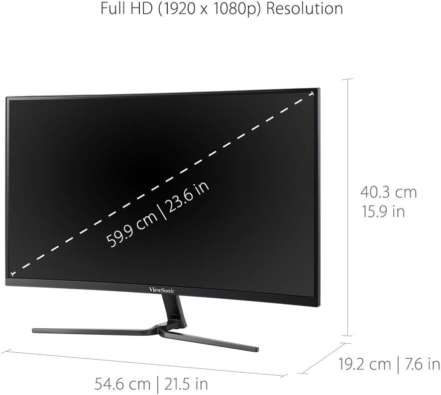 Viewsonic VX2458-C-MHD 60 cm (24 Zoll) Curved Gaming Monitor (Full-HD, FreeSync, 1 ms, 144 Hz, HDMI,