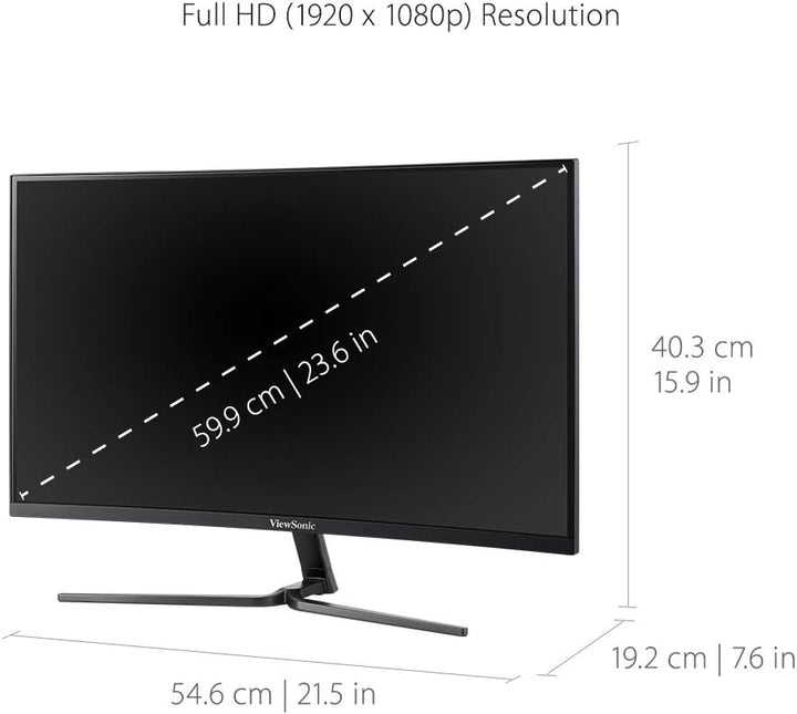 Viewsonic VX2458-C-MHD 60 cm (24 Zoll) Curved Gaming Monitor (Full-HD, FreeSync, 1 ms, 144 Hz, HDMI,