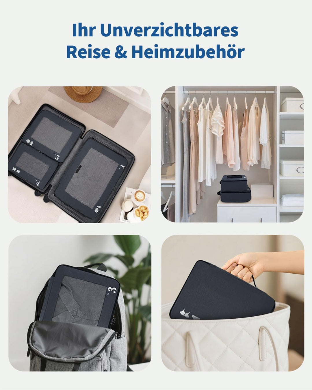 ECOHUB 7 Teilig Koffer Organizer Set, Packing Cubes mit Reissverschluss, Recyceltes PET Packwürfel S