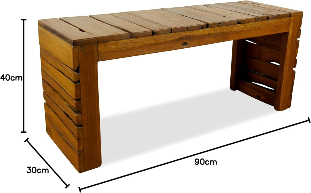 livasia Teak Eckbank, Sitzbank, Küchenbank, Holzmöbel (grosse Bank), grosse Bank