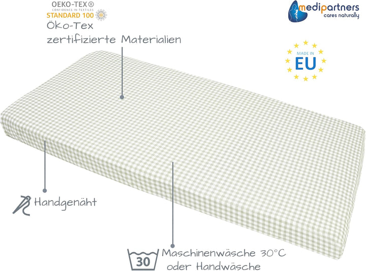 Medi Partners 3er-Set Spannbettlaken Spannbetttuch 60x120cm 100% Baumwolle Baby Bettwäsche Babymatra