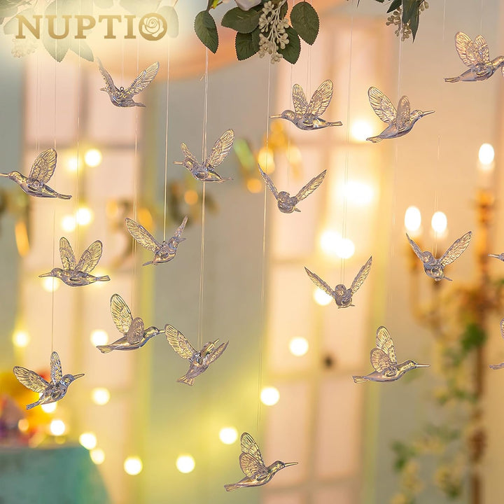 NUPTIO 50 Stück Vogel Dekorationen Glas Hängende Ornamente für Ostern Baum, Weihnachten und Saisonal