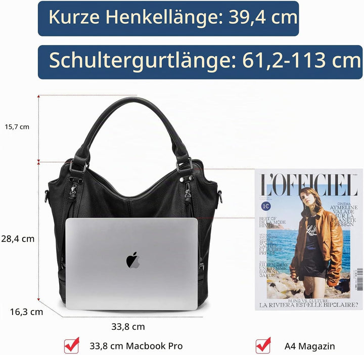 Realer Damen Handtaschen Mittel Shopper Lederhandtasche Schultertasche Umhängetasche Geldbörse Hobo